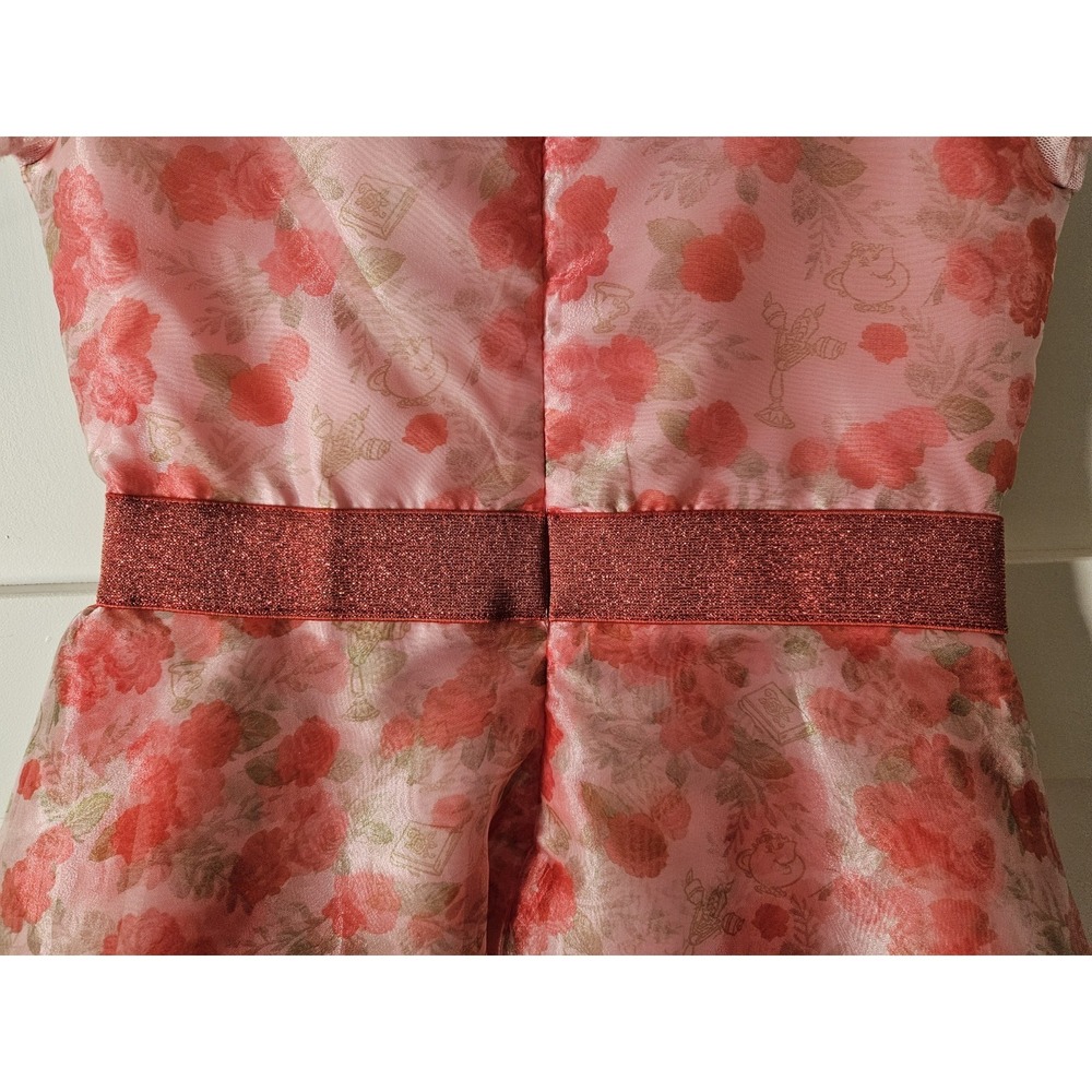 NWOT Disney Beauty and The Beast Pink And Red Rose Print Lined Dress, Size Med. - Picture 6 of 9